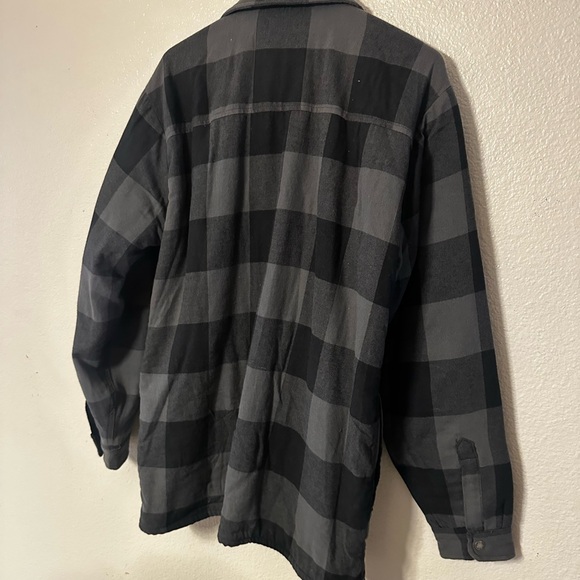 Dickies Fleece-Lined Flannel Shirt Jacket, Charcoal/Black Plaid, Size Medium. - Picture 5 of 8